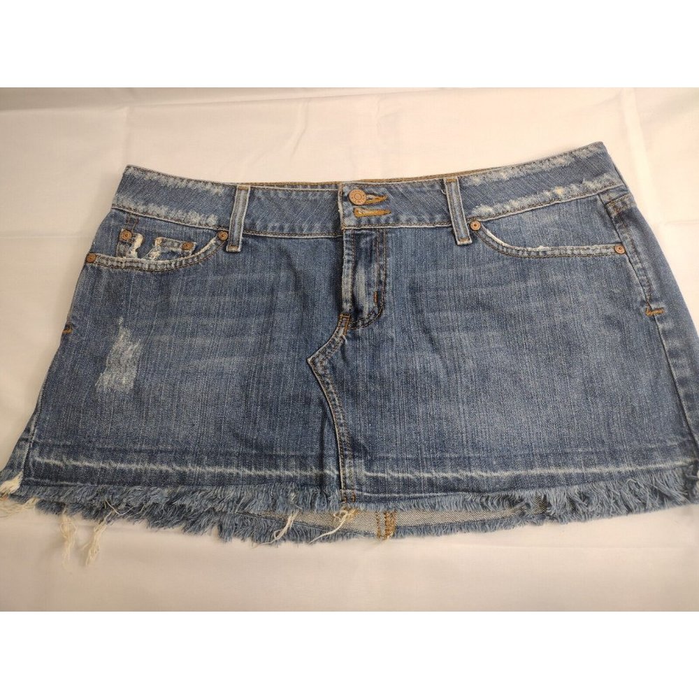 Hint Jeans  Micro Mini Denim Distressed Raw Torn Hem Jr's Size 13